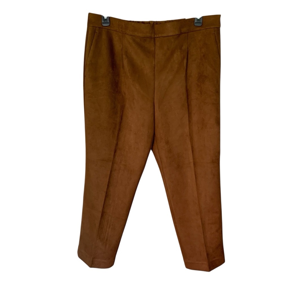 Ann Taylor Women Sz.XL Faux Suede Easy Ankle Pants Brown Pull On High Rise NEW